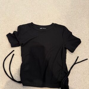 Zara Classic Black Crew Neck Top